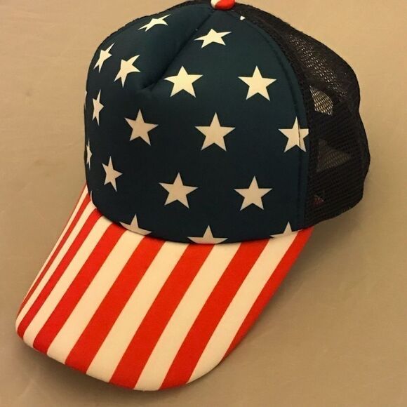 USA Stars & Stripes Red White and Blue SnapBack Trucker Hat - Picture 4 of 12